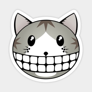 Cute Tabby Tuxie Kitty with Cheshire Cat Grin Magnet