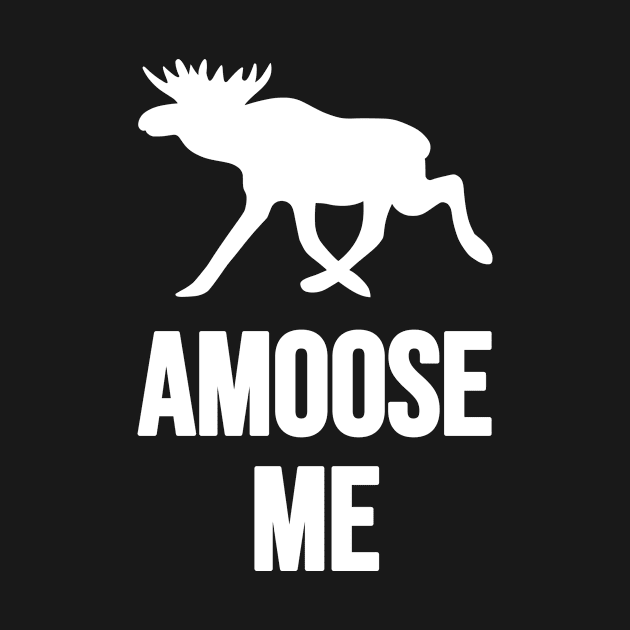 Amoose Me Walking White On Black Moose Silly Pun by Musa Wander