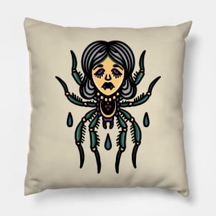 witch headed spider tattoo Pillow