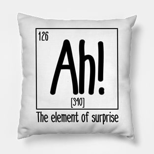 ah the element of surprise black Pillow