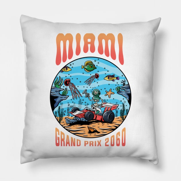 Miami Grand Prix 2060 Pillow by Blurrr