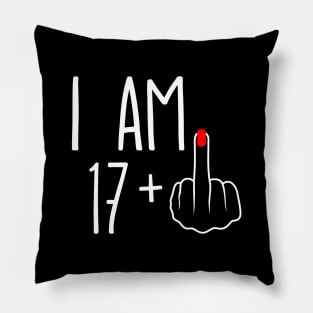 Vintage 18th Birthday I Am 17 Plus 1 Middle Finger Pillow