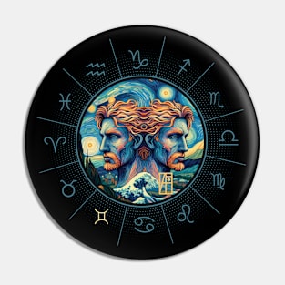 ZODIAC Gemini - Astrological GEMINI - GEMINI - ZODIAC sign - Van Gogh style - 12 Pin