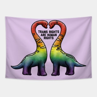 Trans Rights Are Human Rights Brachiosaur Rainbow Tapestry