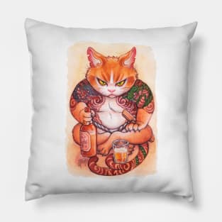 Grumpy Yakuza Cat (Nekomata Series) Pillow