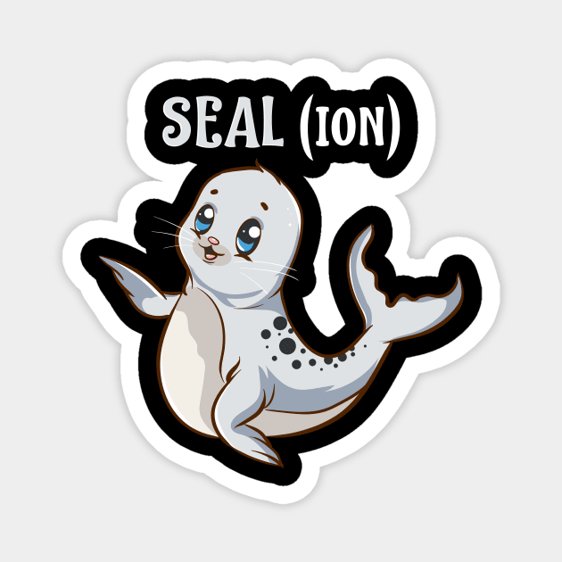 Seal(ion) Sea Lion Pun Funny Baby Sealion Pun Magnet by theperfectpresents