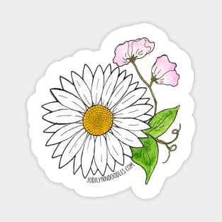 April Birth Flower - Daisy and sweet peas Magnet