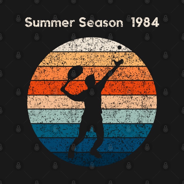 Summer Season 1984 Retro Tennis Outdoor Sports Retro Sunset Design by Up 4 Tee