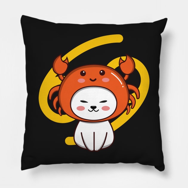 Cancer Zodiac Cat Pillow by Luna Illustration