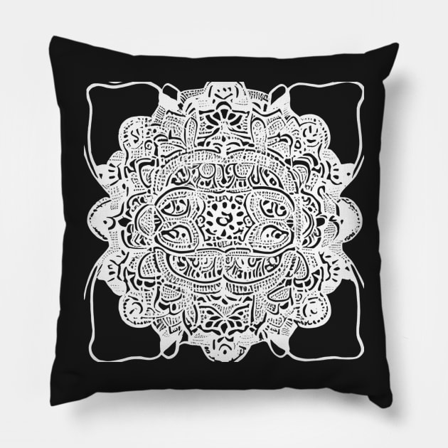 Paisley Print - Lapis Blue Aesthetic Pillow by BubbleMench