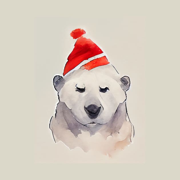 Polarbear wearing a Christmas Hat by fistikci