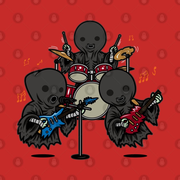 Funny Cute Spooky Musician Ghost Rock Band by BoggsNicolas