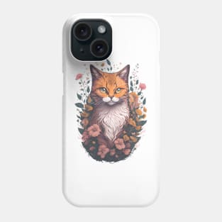 Cat with Flowers Phone Case