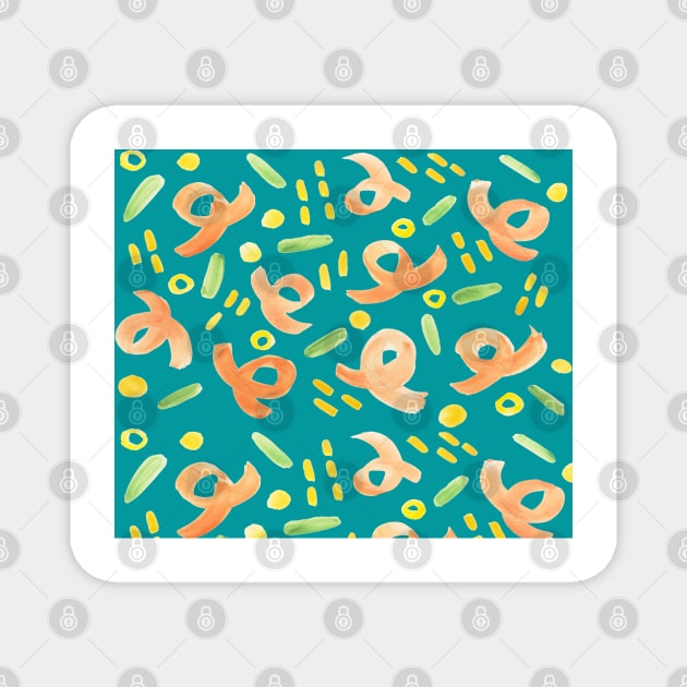 Turquoise and Orange Pattern Magnet by SomebodyArts