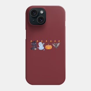 Cute Kawaii Halloween Pattern and Sticker Sheet Witch Cat Jack O Lantern Ghost Vampire Bat Phone Case