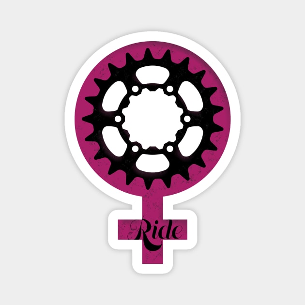 Chain Ring Girl Power RIDE! Magnet by NeddyBetty