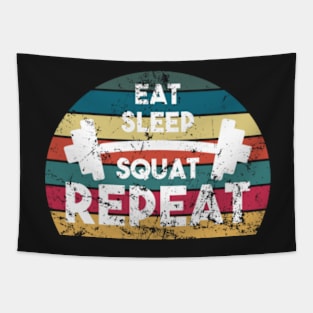 eat sleep squat repeat funny workout Tapestry