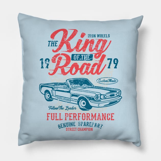 Iron Wheels King Of The Road Full Performance Classic Car Pillow by JakeRhodes