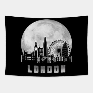 London United Kingdom Skyline Full Moon Tapestry