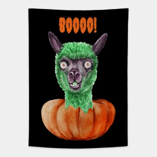 Creepy Cute Green Zombie LLama Alpaca Halloween Pumpkin Funny Tapestry