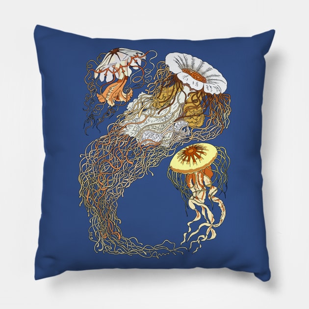 Jellyfish floats Pillow by DashingGecko