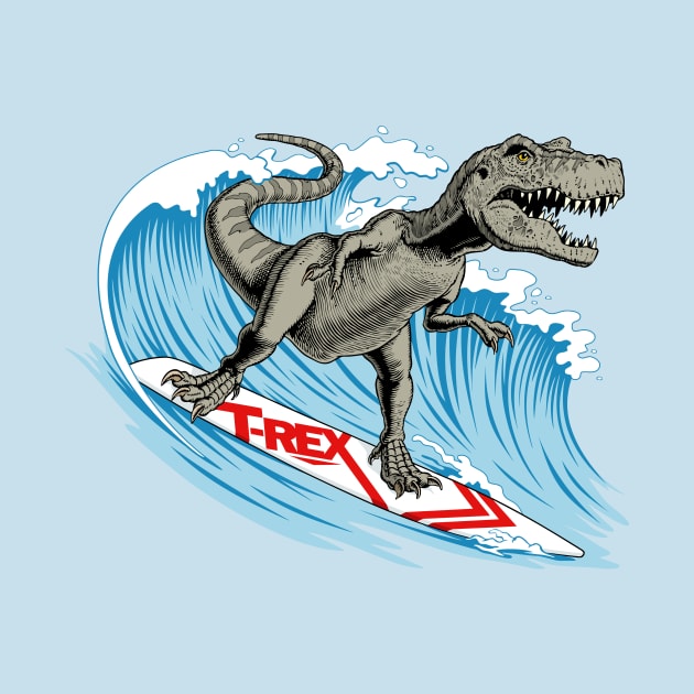 T-Rex Surfing by WorldDinosaurs