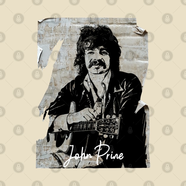 John Prine 80s Vintage Old Poster by Hand And Finger