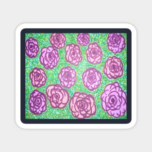 Preppy Rose Garden Print Magnet