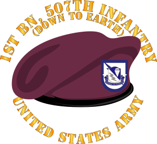 1st Bn - 507th Infantry - Beret w DUI - Down to Earth Magnet