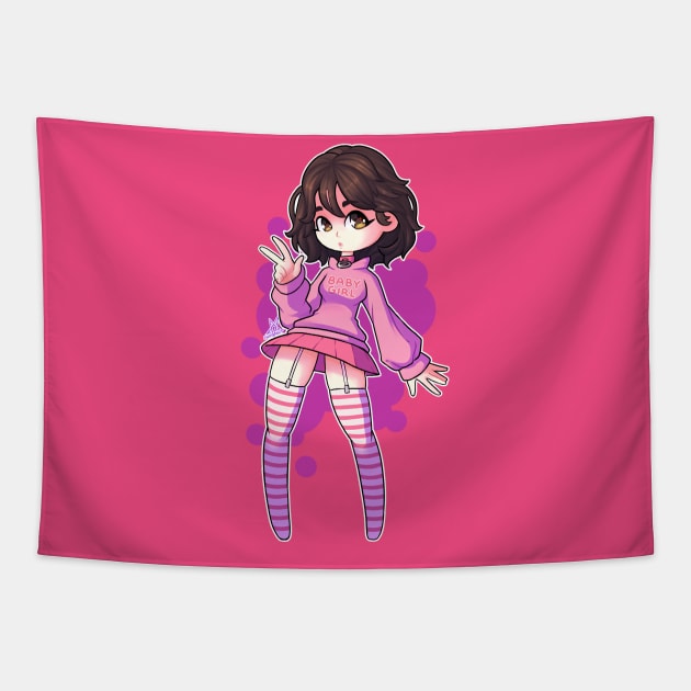 Yes Daddy Kawaii Girl Tapestry by Chrivart