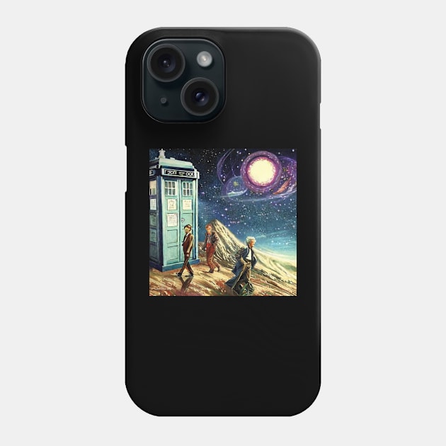 Tardis and Doctor Who Searching in Universe Phone Case by DaysuCollege