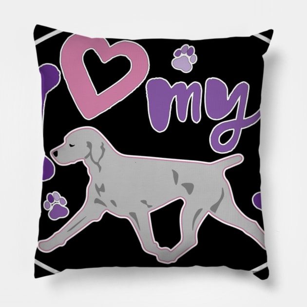 I Love My Weimaraner Pillow by PB&J Designs