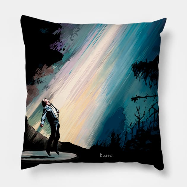 Fire in the Sky Illustration Pillow by burrotees