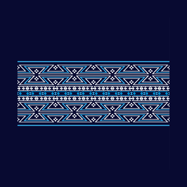 Native American Traditional Ethnic Tribal Geometric Navajo Blanket Motif Pattern Blue by oknoki