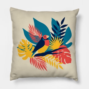 multi colored Gouldian finch bird Pillow