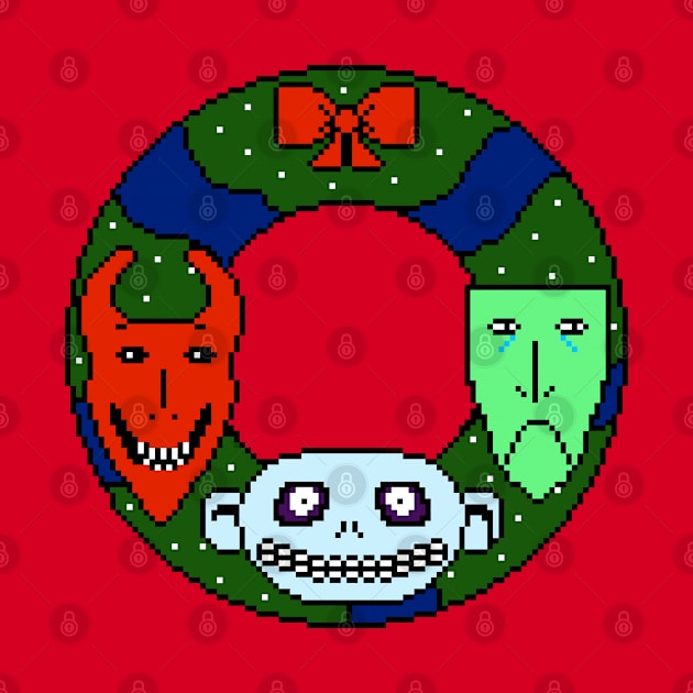 Pixelated Oogie's Boys Lock Shock and Barrel Christmas Wreath by pookiemccool