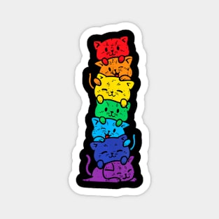 Cat Stack Rainbow Gay Pride Cute Lgbt Animal Pet Lover Magnet