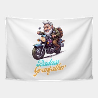 Badass Grandfather on a motorbike Tapestry