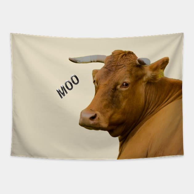 Moo! Cute an fun cow portrait Tapestry by MarionsArt