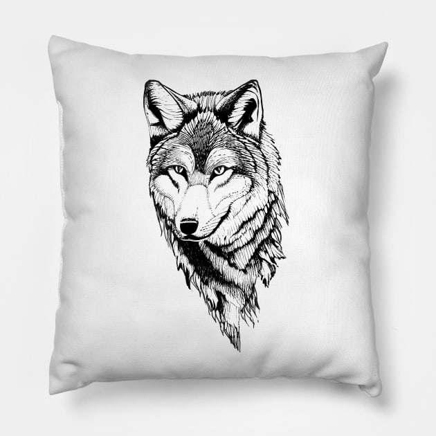 Wolf tattoo art Pillow by jen28