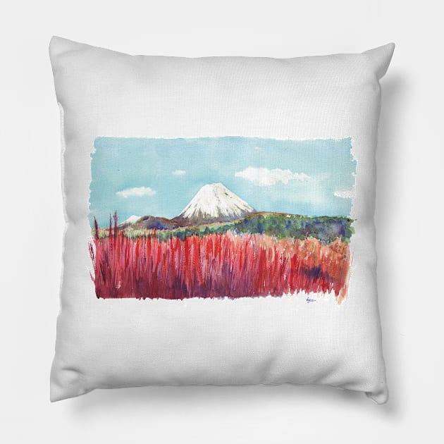 Ruapehu volcano , Tongariro National Park New Zealand Pillow by EmilieGeant