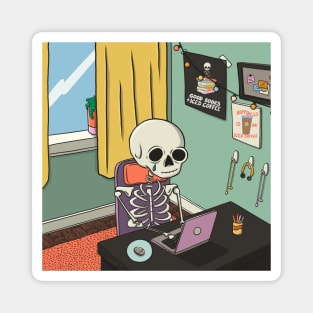 Skeleton At Desk Magnet