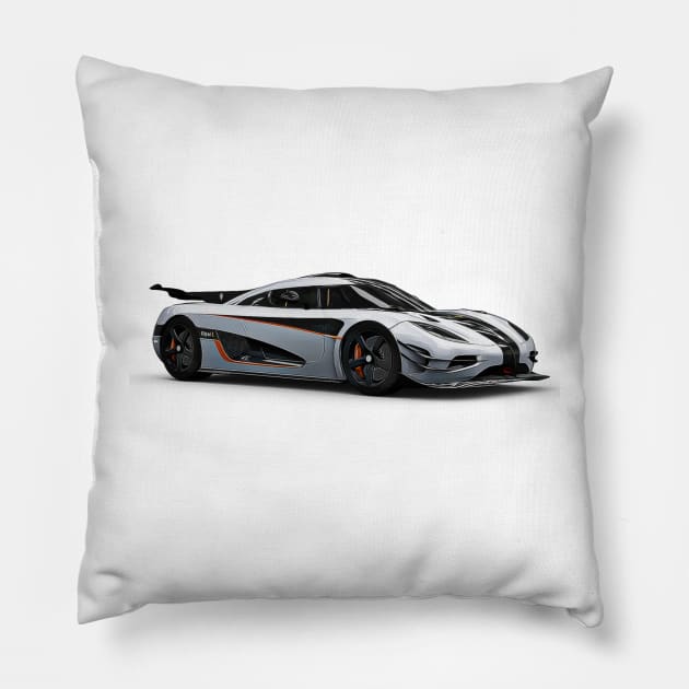 One-1 Cartoon Pillow by Auto-Prints