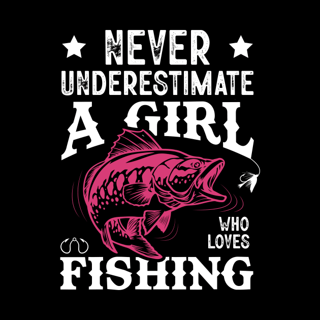 Never Underestimate A Girl Who Lovers Fishing by LolaGardner Designs