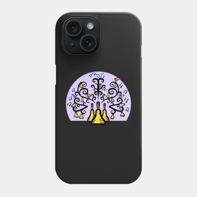 Three Handbells Tree Of Music Purple Circle Phone Case by SubtleSplit