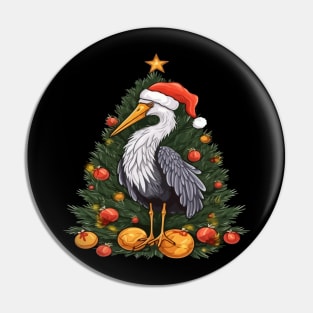 Stork Christmas Pin