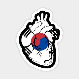 South Korea Flag, Anatomical Heart Design Magnet
