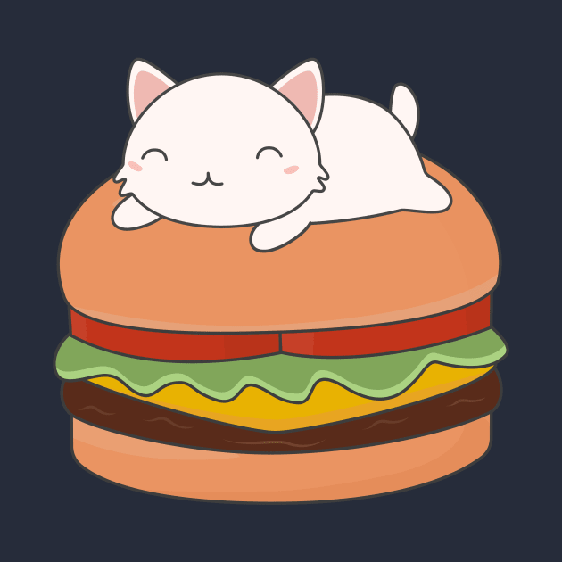 Kawaii Cute Cat On Burger T-Shirt by happinessinatee