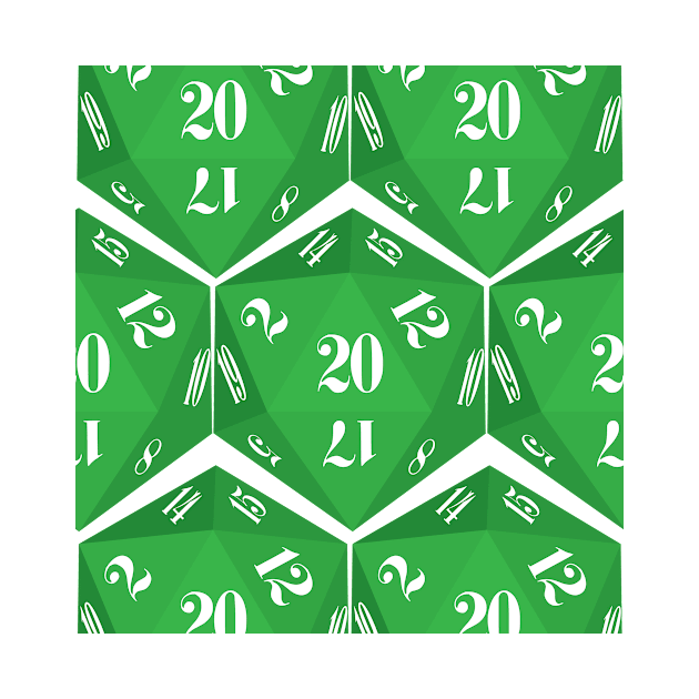 Green 20-Sided Dice Design by GorsskyVlogs