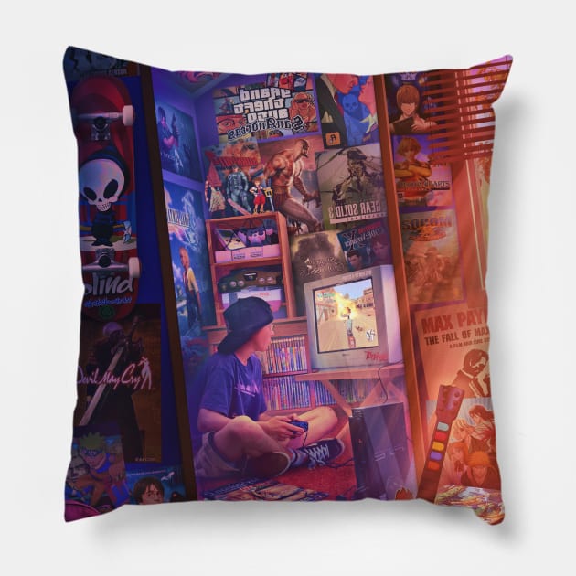 Playstation 2 - GTA Vice City Pillow by Rachid Lotf